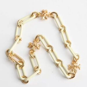 Tory Burch Gold and Cream Chain Necklace